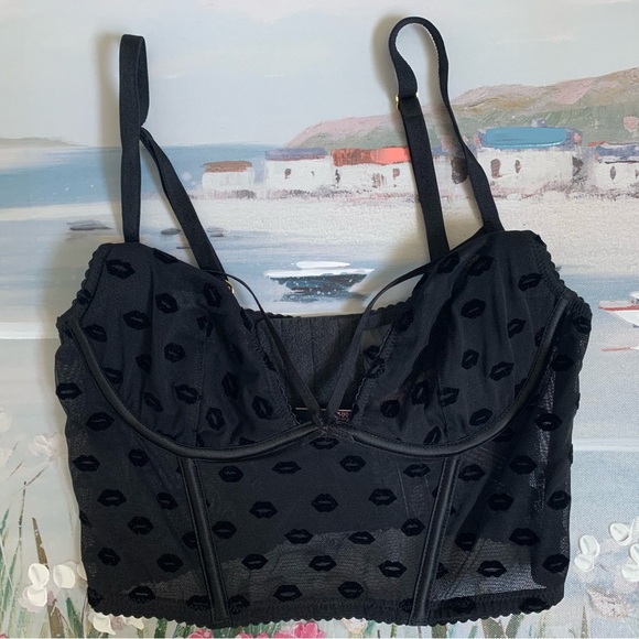 Victoria’s Secret Very Sexy Sheer Black Dainty Lace Corset Bra 32B💋💗🖤 - Picture 6 of 15